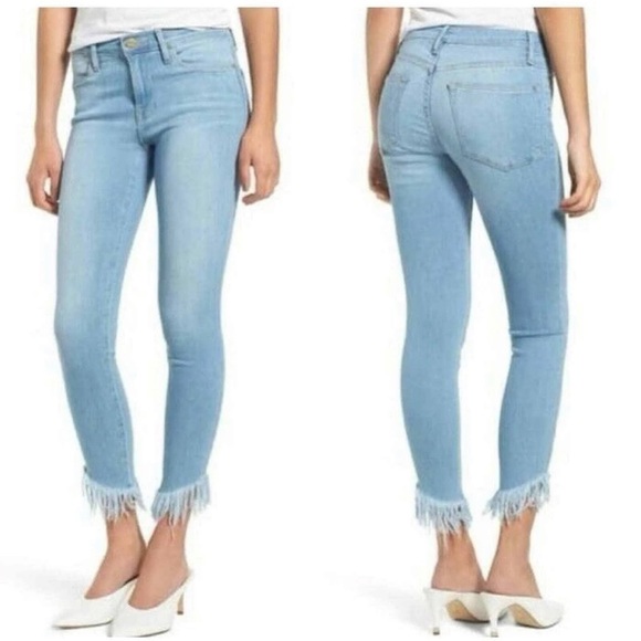 FRAME Le High Skinny Shredded Raw Hem Eling Jeans - Picture 1 of 9